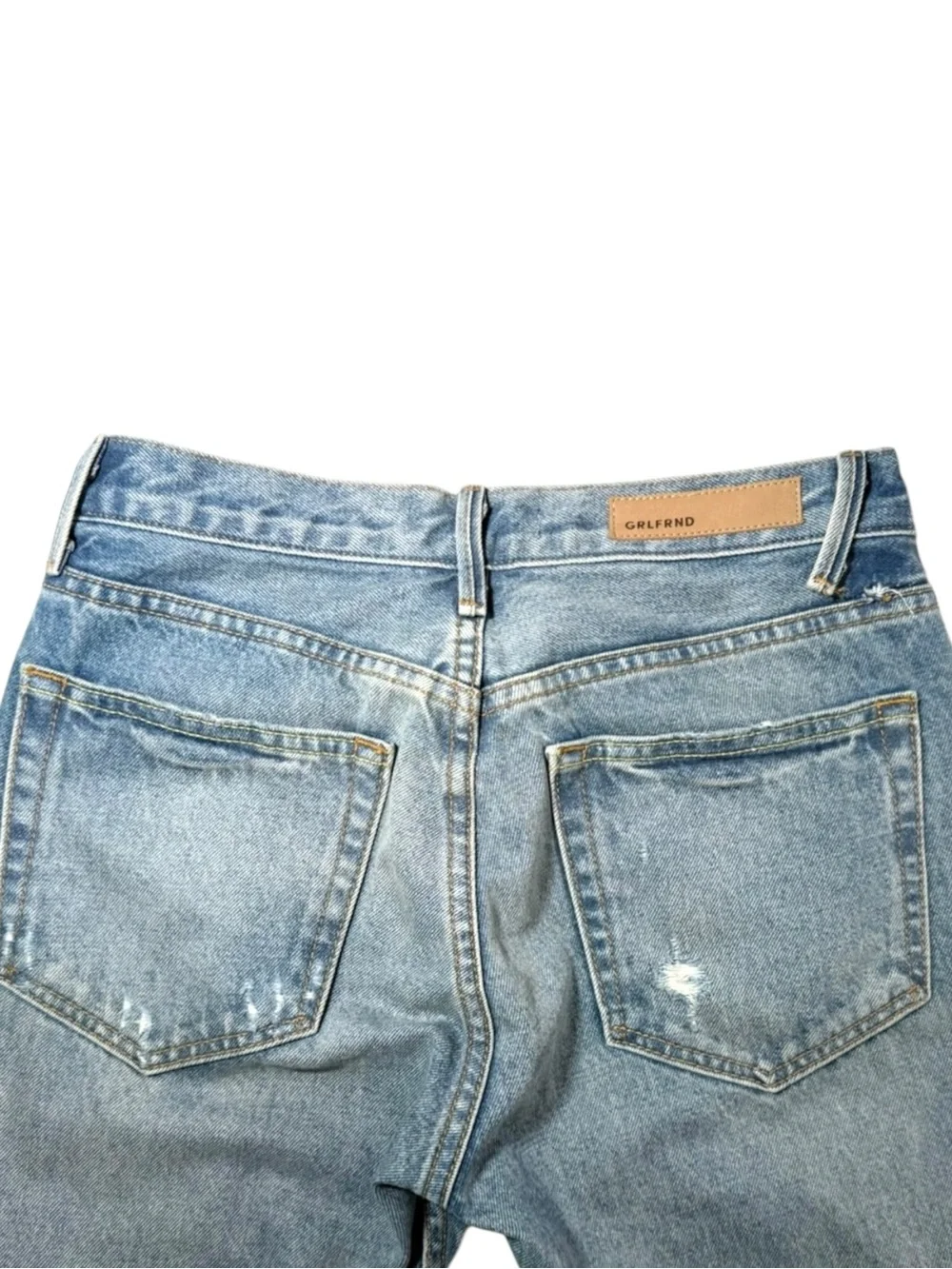 GRLFRND Straight High Rise Cropped Karolina Distressed Button Fly Jeans 26 P